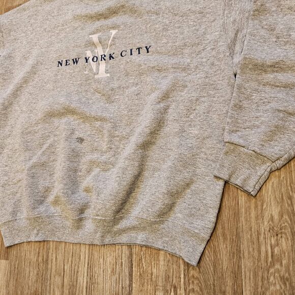 Vtg New York City Crew Sweatshirt Mens XL Fruit Of The Loom Gray Embroidery 90s - Picture 3 of 10